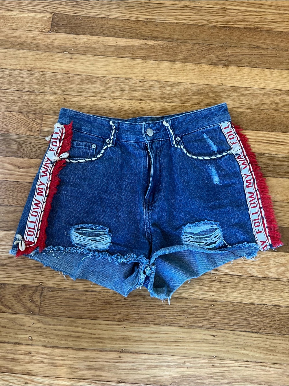 J. Jeans Distressed High Waisted Denim Shorts